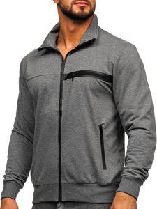 Sweat-shirt à col montant avec fermeture pour homme anthracite Bolf B227