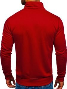 Sweat-shirt à col montant avec fermeture pour homme bordeaux Bolf B002