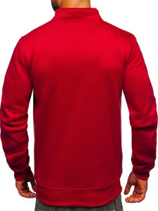 Sweat-shirt à col montant avec fermeture pour homme bordeaux Bolf B2002