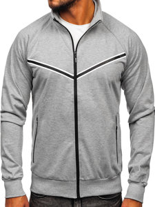 Sweat-shirt à col montant avec fermeture pour homme gris Bolf B062