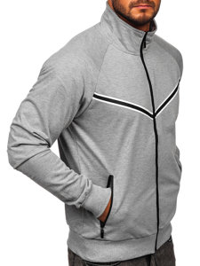 Sweat-shirt à col montant avec fermeture pour homme gris Bolf B062