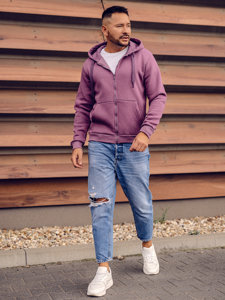 Sweat-shirt avec fermeture à capuche pour homme violet Bolf 2008A