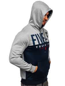 Sweat-shirt imprimé à capuche pour homme bleu foncé Bolf HY972