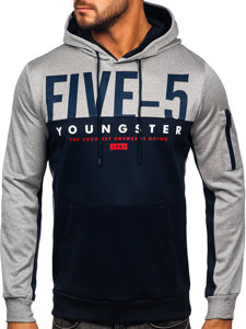 Sweat-shirt imprimé à capuche pour homme bleu foncé Bolf HY972