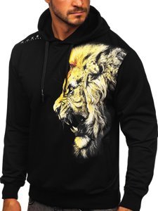 Sweat-shirt imprimé à capuche pour homme noir Bolf 6136