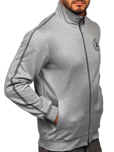 Sweat-shirt imprimé à col montant avec fermeture pour homme gris Bolf HY966