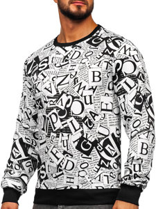 Sweat-shirt imprimé sans capuche pour homme noir-blanc Bolf 8B1135