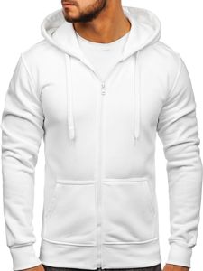 Sweat-shirt pour homme à capuche zippé blanc Bolf 2008 