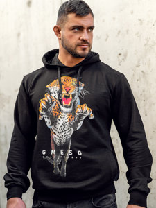 Sweat-shirt pour homme avec imprimé noir à capuche Bolf 6139