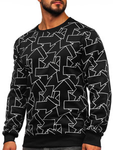 Sweat-shirt sans capuche imprimé pour homme noir Bolf 8B1111