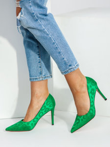 Talons hauts en satin pour femmes vert Bolf M557