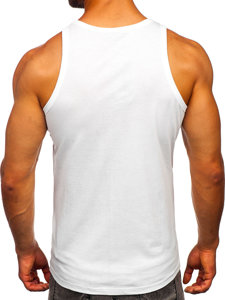 Tank top de boxeur blanc avec imprimé Bolf 14841