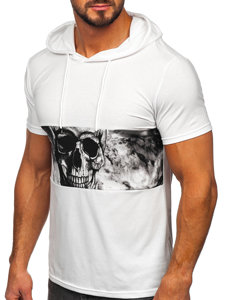 Tee-shirt à capuche imprimé pour homme blanc Bolf 8T971