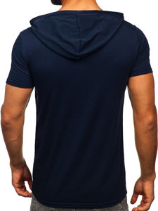 Tee-shirt à capuche imprimé pour homme bleu foncé Bolf 8T978