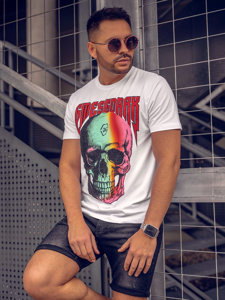 Tee-shirt avec applications pour homme blanc Bolf 2352