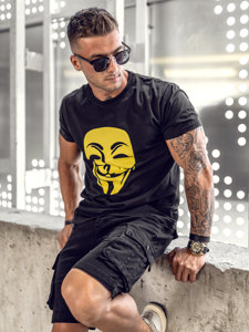 Tee-shirt avec imprimé noir pour homme Bolf 192367  