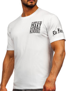 Tee-shirt blanc avec applications pour homme Bolf 21008