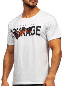 Tee-shirt blanc avec imprimé pour homme Bolf KS2620