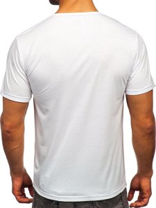 Tee-shirt blanc avec imprimé pour homme Bolf KS2652