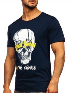 Tee-shirt bleu fonce avec imprimé pour homme Bolf Y70012