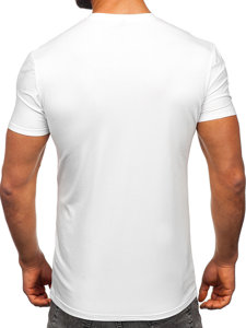 Tee-shirt col en V imprimé pour homme blanc Bolf MT3030