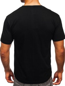 Tee-shirt de coton pour homme noir avec imprimé Bolf 14801 