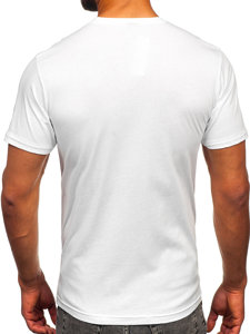 Tee-shirt en coton imprimé pour homme blanc Bolf 143001