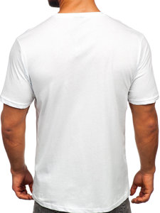 Tee-shirt en coton imprimé pour homme blanc Bolf 14749