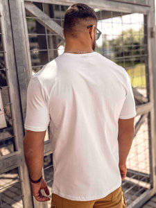 Tee-shirt en coton imprimé pour homme blanc Bolf 14752A