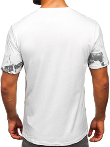 Tee-shirt en coton imprimé pour homme blanc Bolf 14766