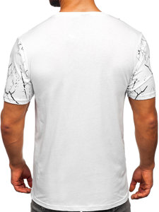 Tee-shirt en coton imprimé pour homme blanc Bolf 147737