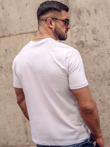 Tee-shirt en coton imprimé pour homme blanc Bolf 14784A