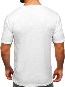 Tee-shirt en coton imprimé pour homme blanc Bolf 14787