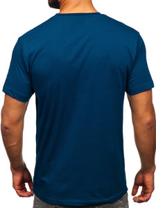 Tee-shirt en coton imprimé pour homme bleu foncé Bolf 14784