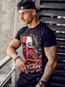 Tee-shirt en coton imprimé pour homme noir Bolf CMR18A