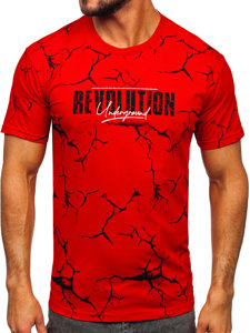 Tee-shirt en coton imprimé pour homme rouge Bolf 14717