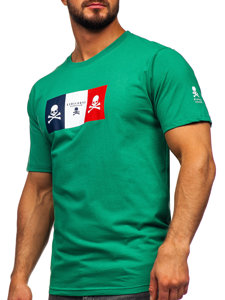 Tee-shirt en coton imprimé pour homme vert Bolf 14784