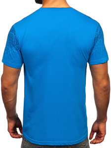 Tee-shirt en coton pour homme bleu Bolf 14710