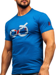 Tee-shirt en coton pour homme bleu Bolf 14736