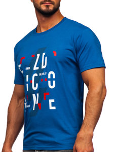 Tee-shirt en coton pour homme bleu Bolf 14752