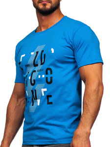 Tee-shirt en coton pour homme bleu clair Bolf 14752