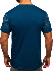 Tee-shirt en coton pour homme bleu encre Bolf 14710