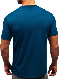 Tee-shirt en coton pour homme bleu foncé  Bolf 14736