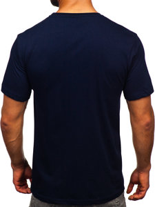 Tee-shirt en coton pour homme bleu foncé  Bolf 14748