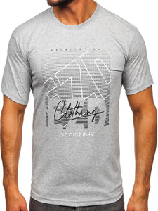 Tee-shirt en coton pour homme gris Bolf 14748