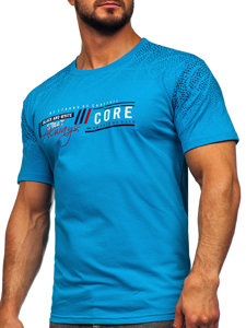 Tee-shirt en coton pour homme turquoise Bolf 14710