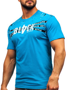 Tee-shirt en coton pour homme turquoise Bolf 14722