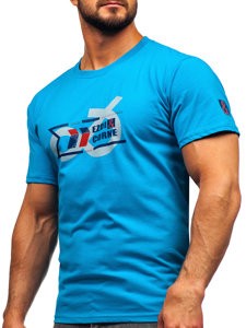 Tee-shirt en coton pour homme turquoise Bolf 14736