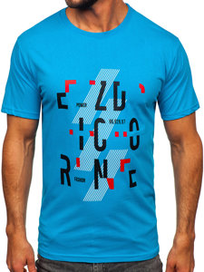 Tee-shirt en coton pour homme turquoise Bolf 14752