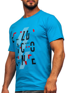 Tee-shirt en coton pour homme turquoise Bolf 14752